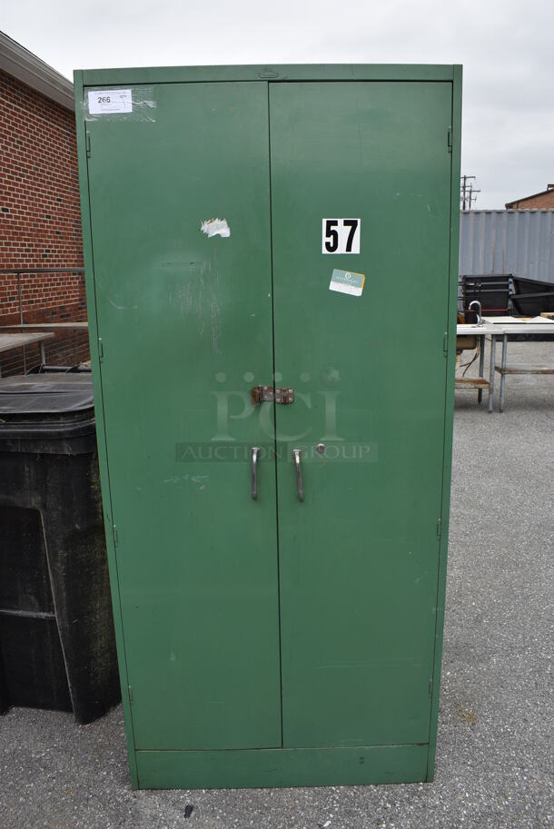 Green Metal 2 Door Filing Cabinet. 36x25x78