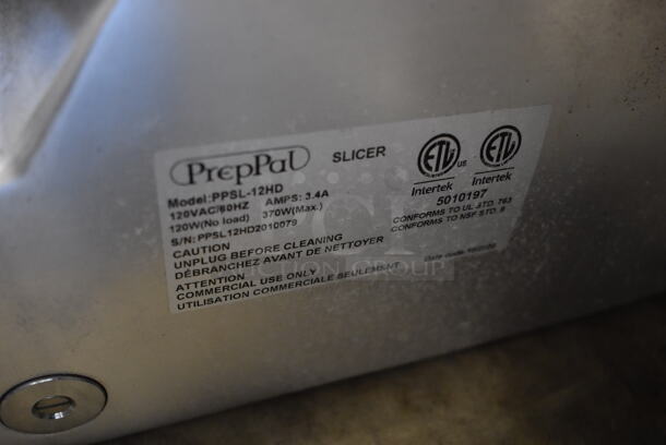 BRAND NEW! PrepPal PPSL-12HD Stainless Steel Commercial Countertop Meat Slicer w/ Blade Sharpener. 120 Volts, 1 Phase. 25x20x20. Tested and Working! - Image 7 of 7