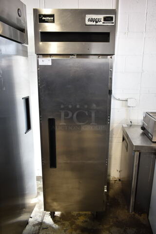 Delfield 6025XL-S Stainless Steel Commercial Single Door Reach In Cooler on Commercial Casters. 115 Volts, 1 Phase. Tested and Working!