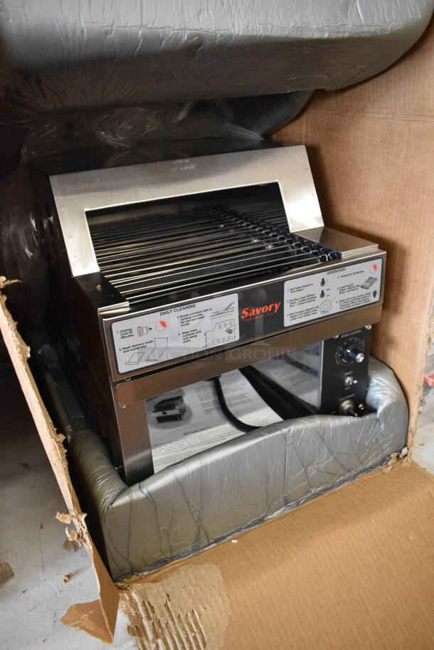 BRAND NEW IN BOX! Savory Model 18000 Stainless Steel Commercial Countertop Conveyor Toaster Oven. 208 Volts, 1 Phase. 15x23x19 - Image 3 of 8