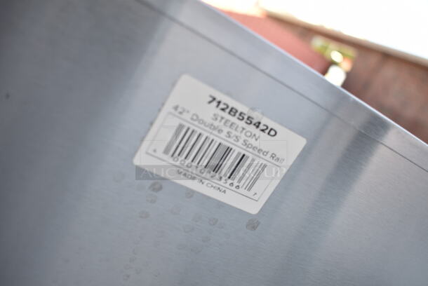 2 BRAND NEW SCRATCH AND DENT! Steelton 712B5542D Stainless Steel Double Tier Speed Rail - 42". 2 Times Your Bid!  - Image 7 of 7