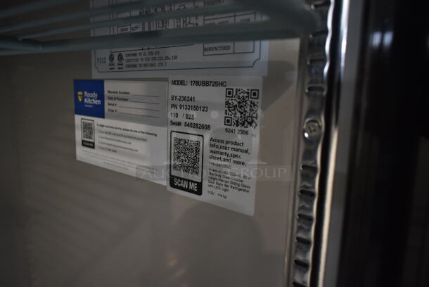 BRAND NEW SCRATCH AND DENT! 2023 Avantco 178UBB72SHC Stainless Steel Commercial 3 Door Back Bar Cooler Merchandiser. Missing 1 Door. 115 Volts, 1 Phase.  Tested and Does Not Power On - Image 9 of 9