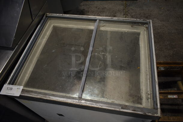 Metal Commercial Chest Freezer Merchandiser on Commercial Casters. Tested and Working! - Image 2 of 4