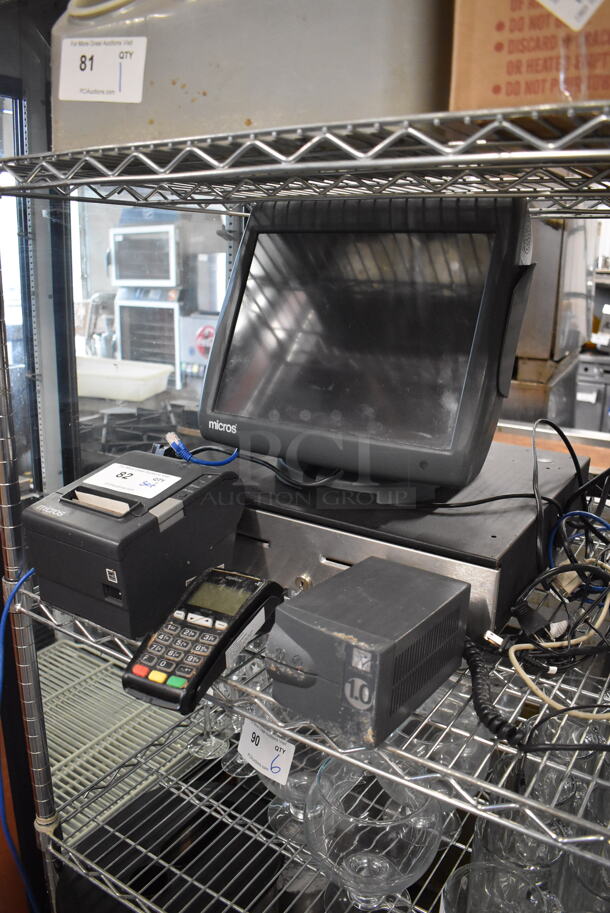 Micros 15" POS Monitor, Epson M244A Receipt Printer, Ingenico iCT220 Credit Card Reader, Powervar ABC100-11 Power Conditioner and Metal Cash Drawer - Image 2 of 8