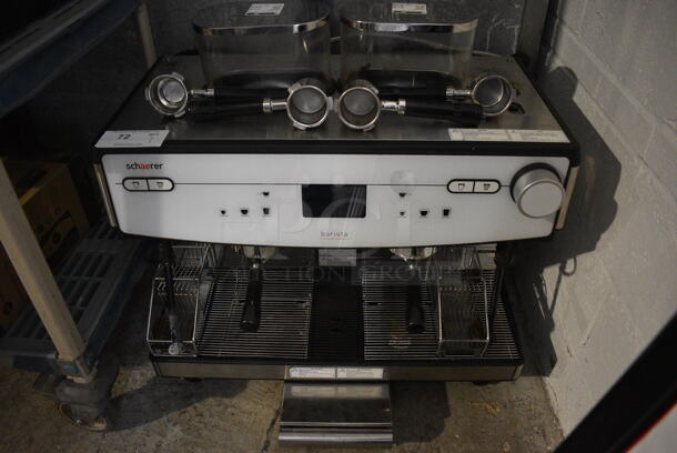 Schaerer Barista Stainless Steel Commercial Countertop 2 Group Espresso Machine w/ 6 Portafilters, 2 Steam Wands and 2 Hoppers. 208 Volts, 1 Phase. 29x22x30 - Image 2 of 6