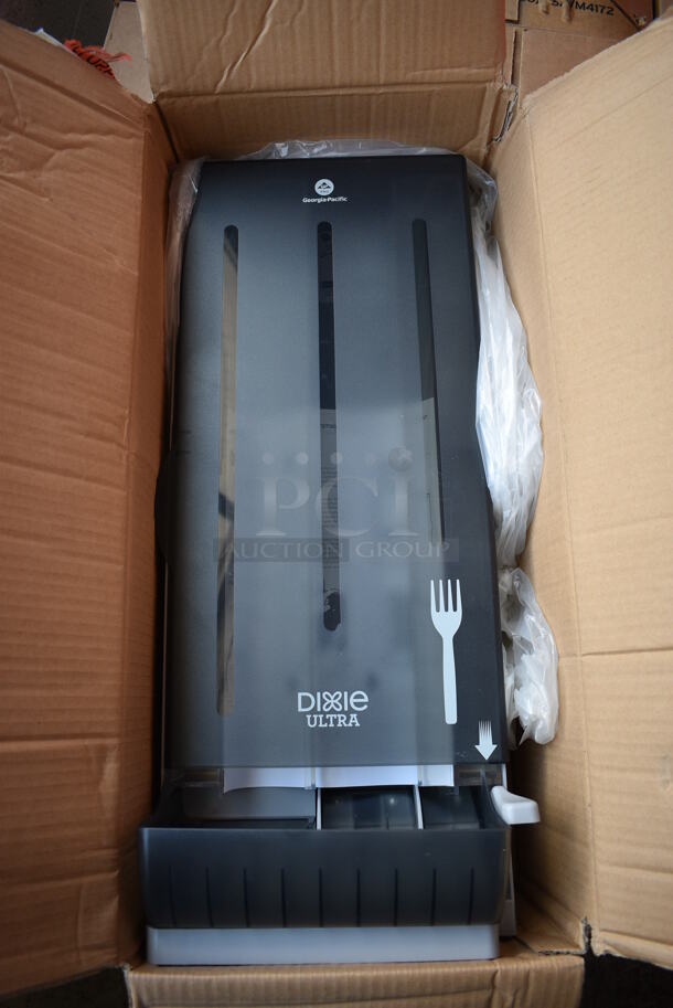 BRAND NEW IN BOX! Dixie Gray Poly Plastic Fork Dispenser. 