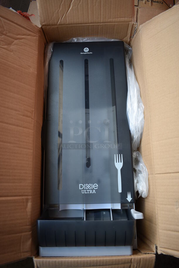 BRAND NEW IN BOX! Dixie Gray Poly Plastic Fork Dispenser.  - Image 1 of 3