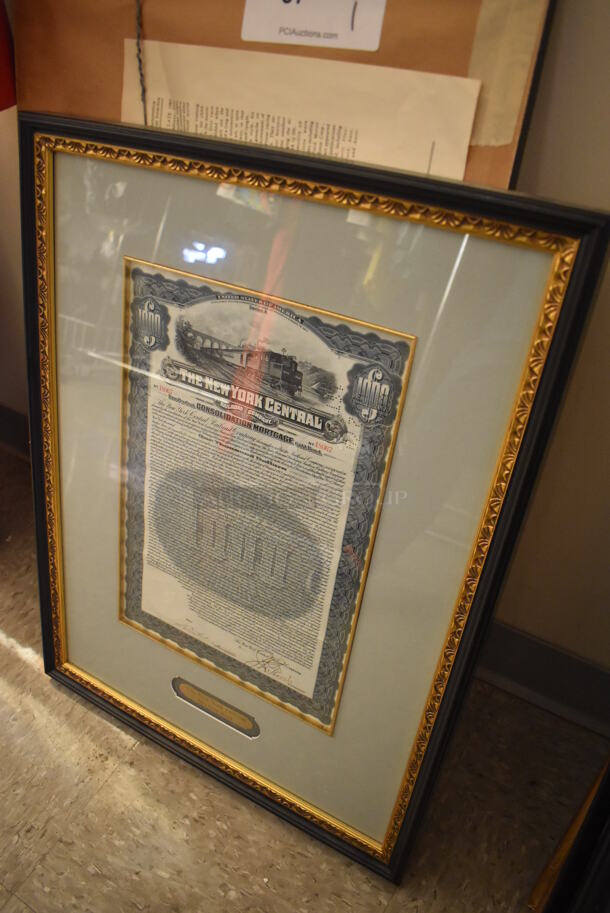 The New York Central 1913 Gold Bond in Black and Gold Frame - Image 2 of 6