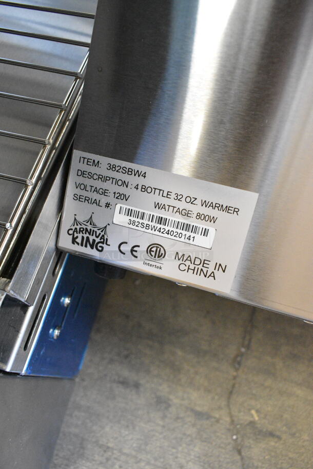 BRAND NEW SCRATCH AND DENT! Carnival King 382SBW4 Stainless Steel Quad 32 oz. Sauce / Topping Bottle Warmer. 120 Volts, 1 Phase. Tested and Working! - Image 5 of 5