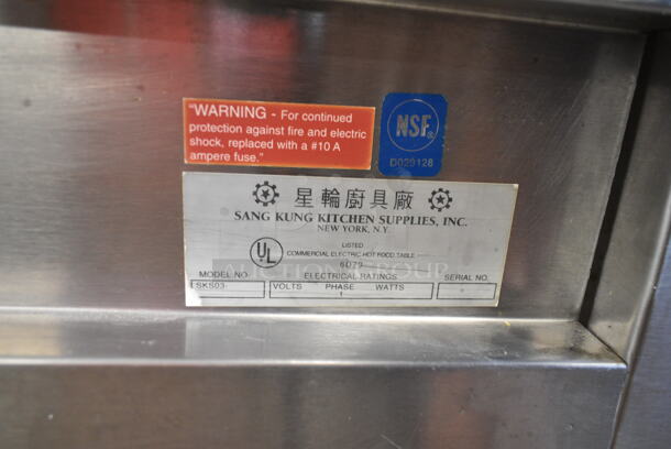 Sang Kung SKS03 Stainless Steel Commercial Electric Powered Steam Table. 208 Volts, 1 Phase.  - Image 8 of 8