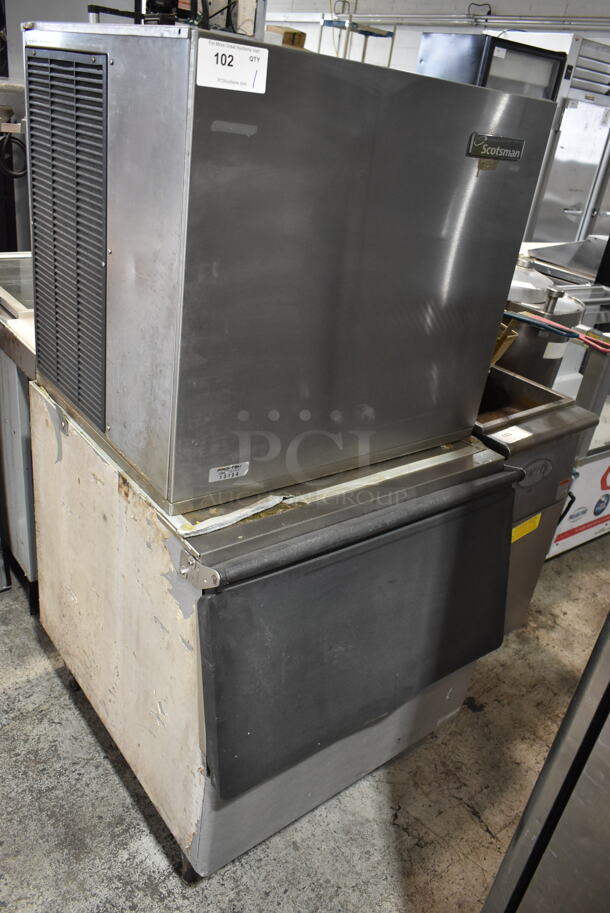 Scotsman NME1254AS-32B Stainless Stee Commercial Ice Head on Commercial Ice Bin. 208/230 Volts, 1 Phase.  - Image 1 of 5