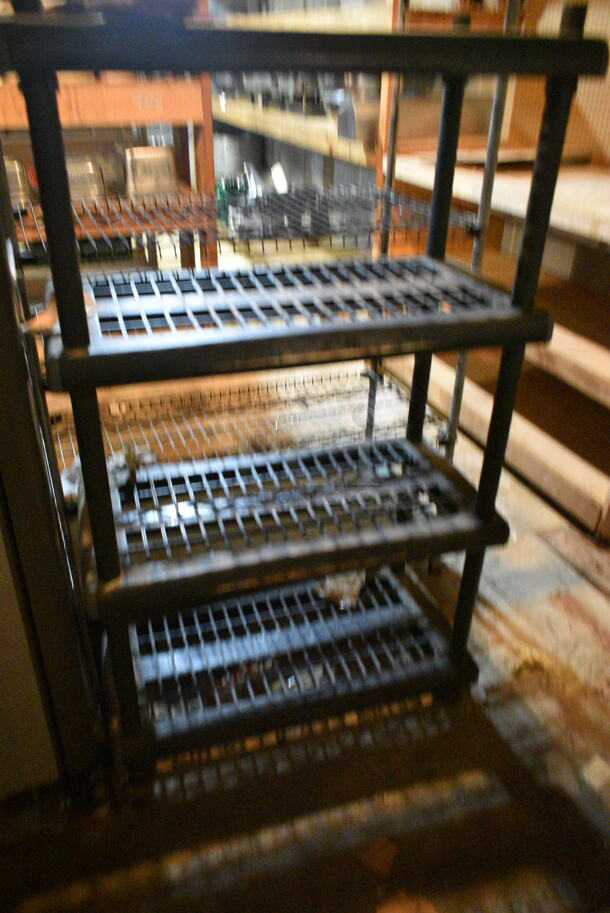 2 Various Shelving Units Including Metal 4 Tier Wire and 4 Tier Black Poly. 42x20x63, 33x18x57. 2 Times Your Bid! (basement)  - Image 3 of 7