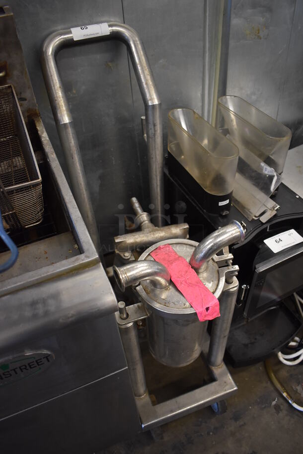 Metal Commercial Floor Style Portable Fryer Oil Filtration Pump System on Commercial Casters. 14x31x42 - Image 4 of 5