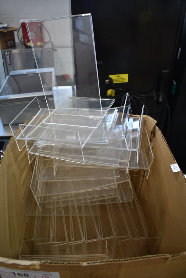 ALL ONE MONEY! Lot of Clear Poly Tabletop Paper Holders; 12 Small, 35 Medium, 1 Large. Includes 6x3x9 - Image 8 of 8