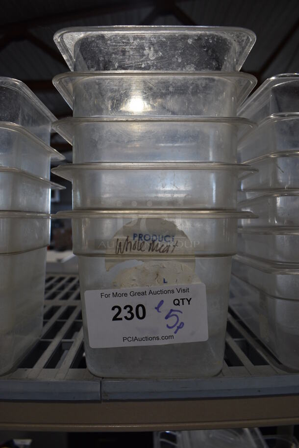 ALL ONE MONEY! Lot of 5 Clear Poly 1/3 Size Drop In Bins! 1/3x6 - Image 1 of 2