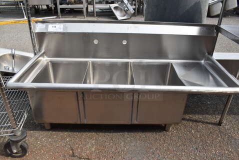 BRAND NEW SCRATCH AND DENT! KoolMore SC1211610-12R3 Triple Bowl Stainless Steel Flush Mount Kitchen Sink With Right Side Drain Board.