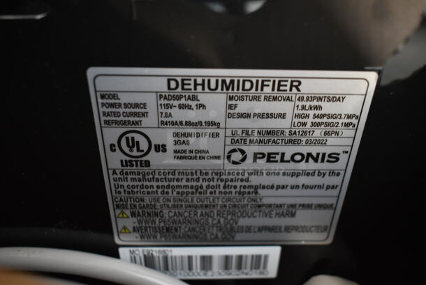 IN ORIGINAL BOX! Pelonis PAD50P1ABL ENERGY STAR 50 Pint Dehumidifier. 115 Volts, 1 Phase. - Image 7 of 7