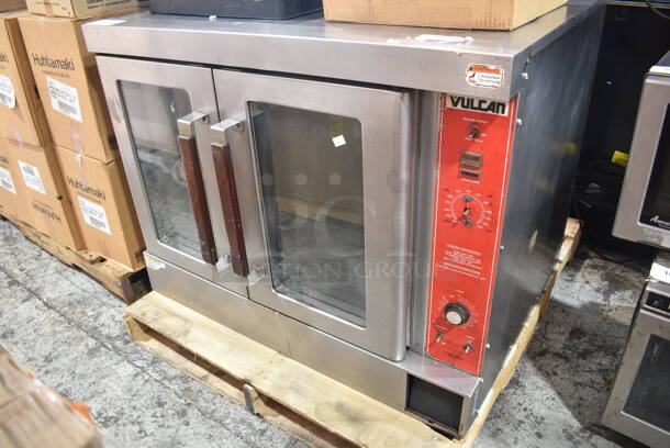 Vulcan Stainless Steel Commercial Natural Gas Powered Full Size Convection Oven w/ View Through Doors and Thermostatic Controls.  - Image 1 of 5