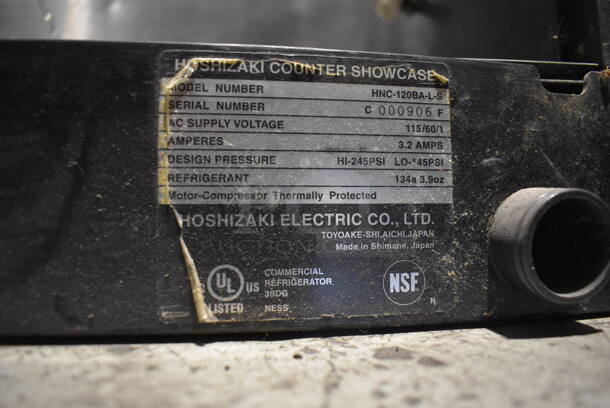 Hoshizaki HNC-120BA-L-S Metal Commercial Countertop Sushi Display Case Merchandiser. See Pictures For Broken Glass. 115 Volts, 1 Phase. 46x16x11. Tested and Working! - Image 5 of 5