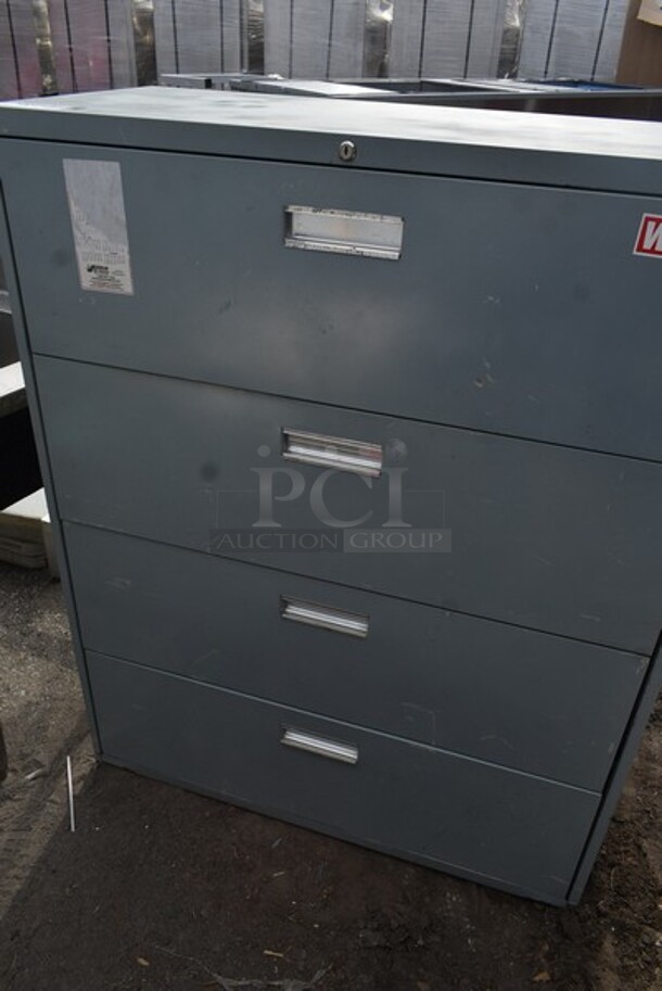 Gray Metal 4 Drawer Filing Cabinet.  - Image 2 of 6