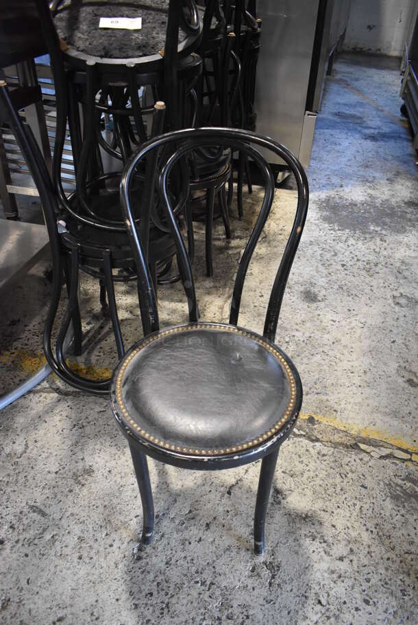4 Black Wood Pattern Dining Height Chairs w/ Black Seat Cushion and Nail Head Trim. Stock Picture - Cosmetic Condition May Vary. 4 Times Your Bid! - Image 2 of 7