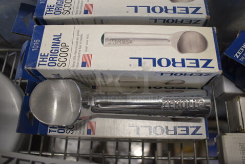 9 BRAND NEW IN BOX! Zeroll 1016 Metal Scoopers. 7.5". 9 Times Your Bid!