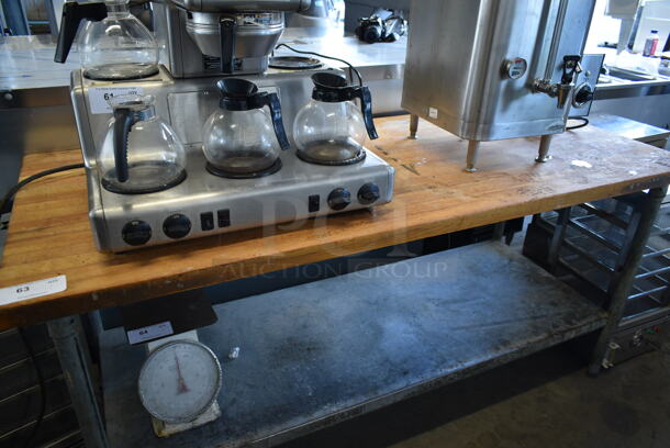Butcher Block Table w/ Metal Under Shelf. - Image 2 of 4