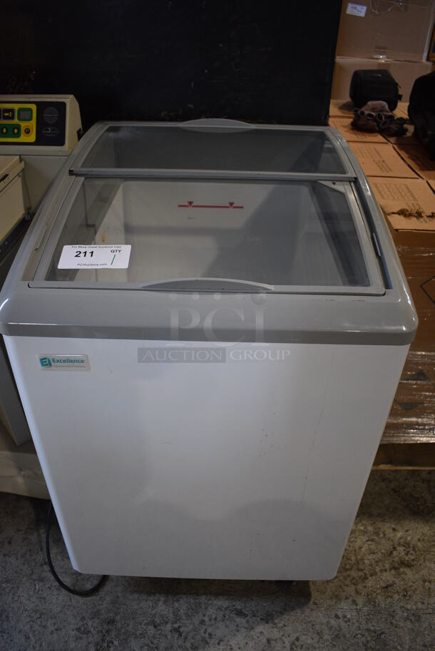 Excellence Model MB-2HCD Metal Commercial Chest Cooler Merchandiser on Commercial Casters. 115 Volts, 1 Phase. 24x27x35. Tested and Working! - Image 1 of 5