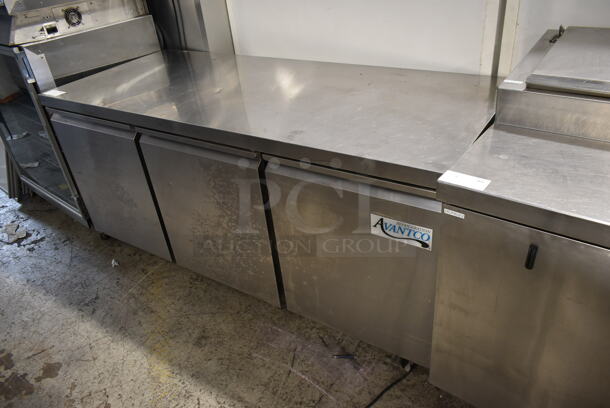 Avantco 178TUC72R Stainless Steel Commercial 3 Door Undercounter Cooler on Commercial Casters. 115 Volts, 1 Phase. Tested and Powers On But Does Not Get Cold - Image 1 of 8