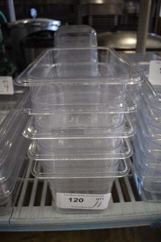 ALL ONE MONEY! Lot of 11 Winco Clear Poly 1/4 Size Drop In Bins. 1/4x6