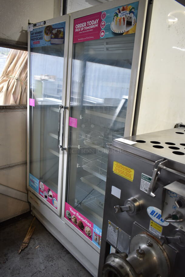 Carrier ULG50BCP-5 Metal Commercial 2 Door Reach In Freezer Merchandiser w/ Poly Coated Racks. 115/208-230 Volts, 1 Phase.  - Image 2 of 5