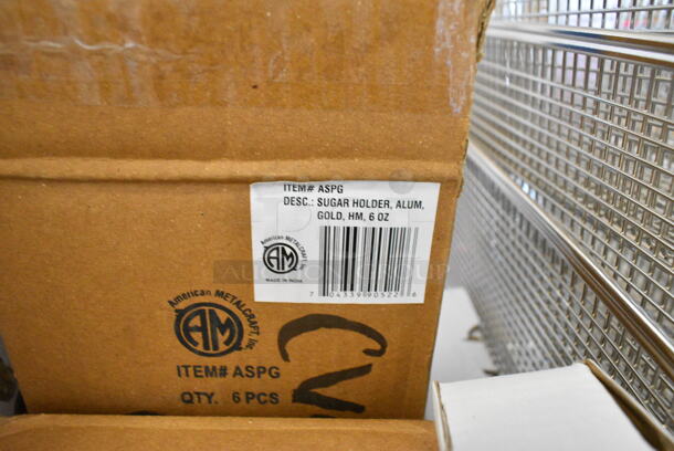5 BRAND NEW SCRATCH AND DENT! Items Including 3 Box 267020000 Choice Dominion 4 1/4" 18/0 Stainless Steel Demitasse Spoon - 12/Case, 2 Box American Metalcraft ASPG 6 oz. Gold Oval Hammered Aluminum Sugar Packet / Cube Holder. 5 Times Your Bid!  - Image 5 of 6