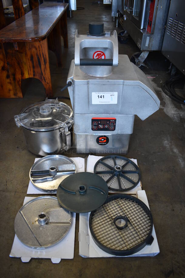 2015 Sammic CK-301 Metal Commercial Countertop Food Processor w/ Bowl, 4 BRAND New Blades and Blade Cover. 120 Volts, 1 Phase. 16x16x23. Tested and Working!