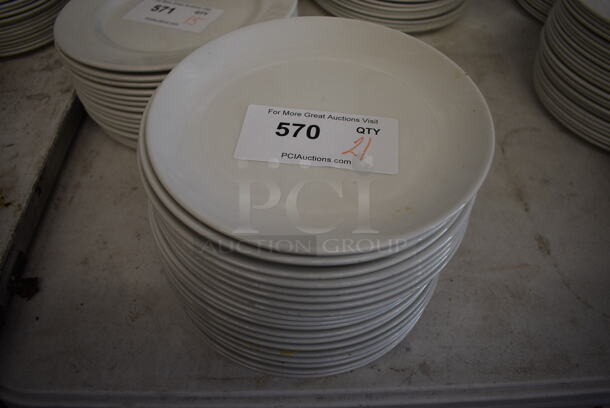 21 White Ceramic Plates. 9x9x1. 21 Times Your Bid!