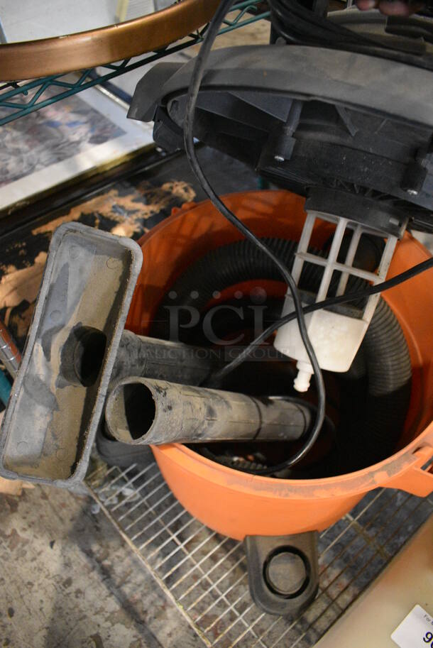 Rigid Orange and Black Poly Wet Dry Vacuum Cleaner. 20x20x26. Tested and Working! - Image 3 of 3