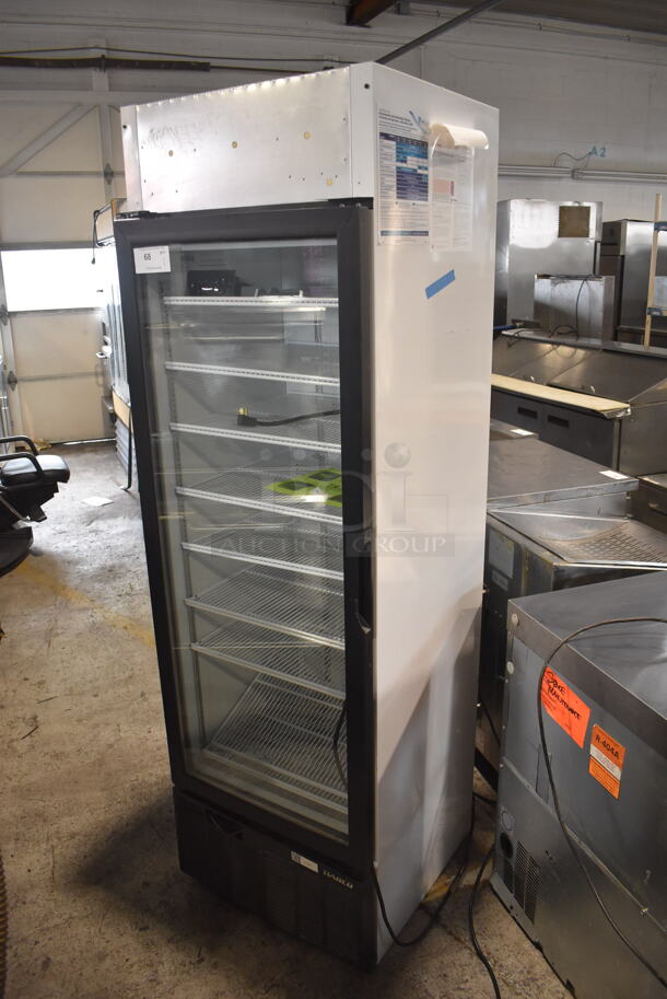 Habco SE18 One-Section Display Cooler With Swing Door in White With Black Framing Around Door On Polycoated Casters. 115V/1 Phase Tested And Powers On But Does Not Get Cold - Image 3 of 5