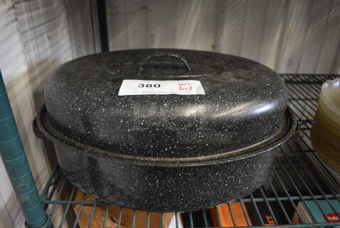Metal Speckled Steam Pot w/ Lid. 19x12x8