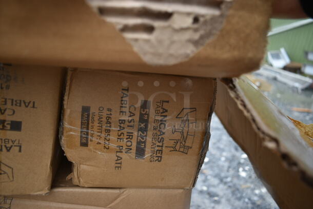 10 BRAND NEW SCRATCH AND DENT! Lancaster Table & Seating 164TB5222 5" x 22" Straight Cast Iron Table Base Plate. 10 Times Your Bid! May Be Missing Pieces.  - Image 8 of 12