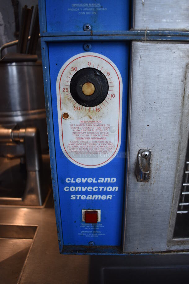 Cleveland Convection Stainless Steel Commercial Electric Powered Double Deck Steam Cabinet w/ Model TDC/2-20 Tilting Kettle. 208 Volts, 3 Phase. 42x35x62 - Image 9 of 12