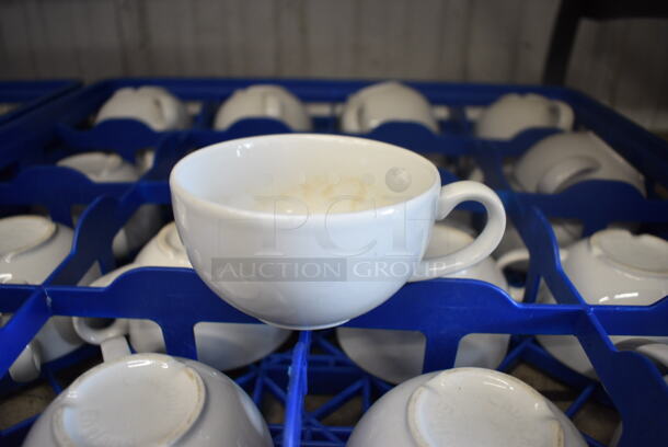 21 White Ceramic Mugs in Dish Caddy. 5x4x2.5. 21 Times Your Bid!