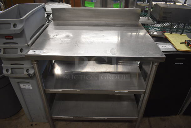 Stainless Steel Commercial Table w/ Back Splash and 2 Under Shelves. 36x30x41