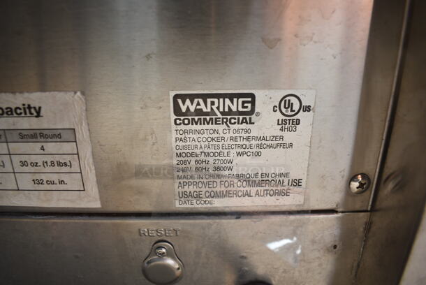 Waring WPC100 Stainless Steel Commercial Countertop Electric Powered Pasta Cooker Rethermalizer. 208/240 Volts. - Image 7 of 7