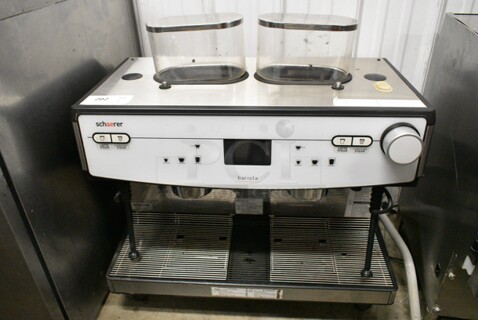 2018 Schaerer Barista Stainless Steel Commercial Countertop 2 Group Espresso Machine w/ 2 Steam Wands and 2 Hoppers. 208/240 Volts, 1 Phase.