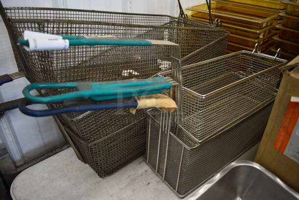 3 Various Metal Fry Baskets. 6x26x12, 6.5x28x13. 3 Times Your Bid!