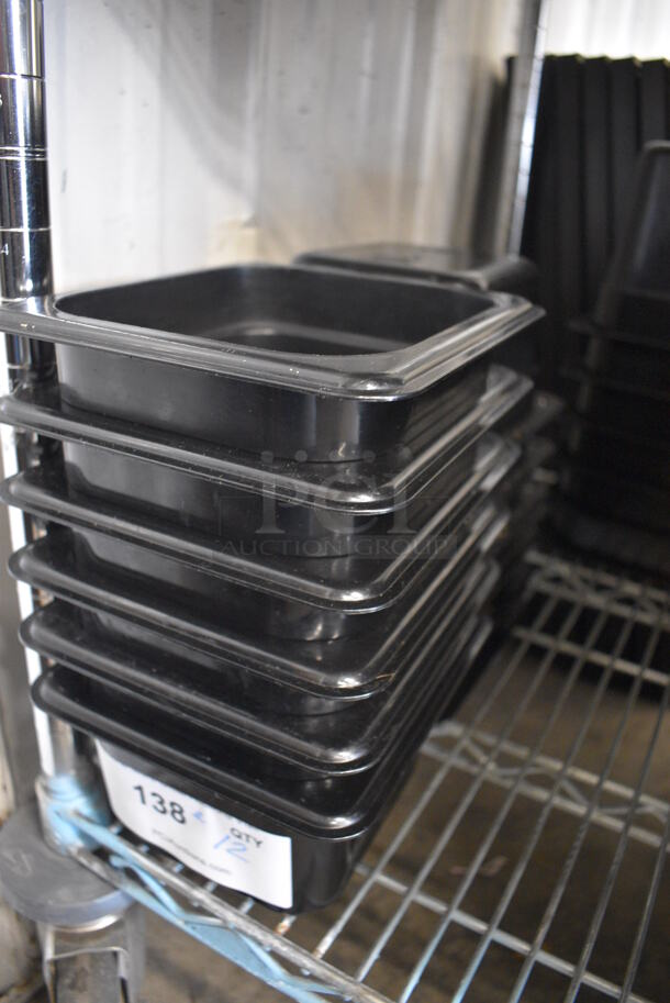 ALL ONE MONEY! Lot of 12 Cambro Black Poly 1/6 Size Drop In Bins! 1/6x4 - Image 2 of 3