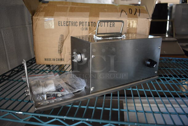 BRAND NEW IN BOX! VSI Model 528-3 Stainless Steel Electric Potato Cutter. 110 Volts, 1 Phase. 5.5x20x7. Tested and Working!