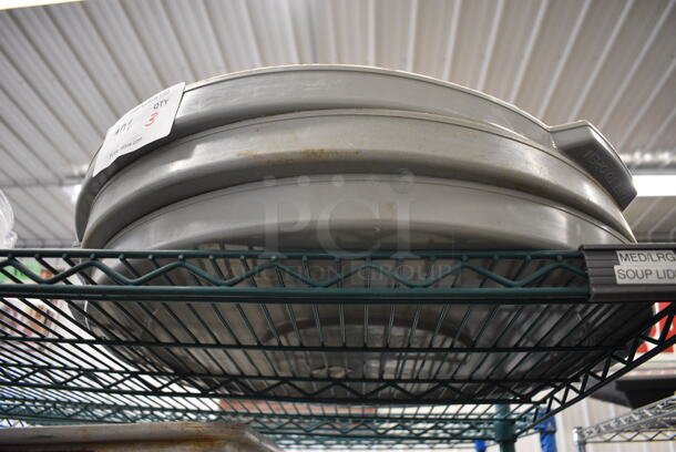 3 Gray Poly Trash Can Lids. 22.5x22.5x2.5. 3 Times Your Bid!