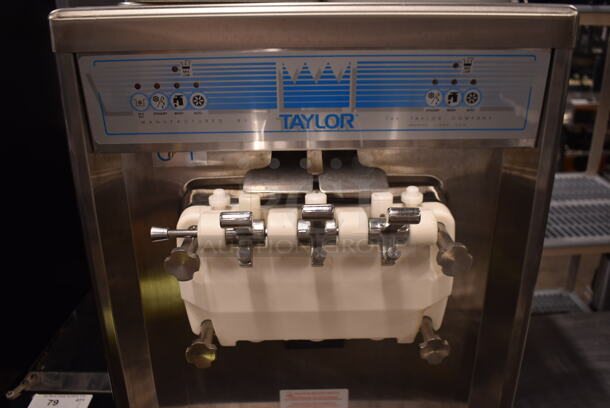 2010 Taylor 794-33 Commercial Stainless Steel Water Cooled 2 Hopper Soft Serve Ice Cream Machine On Commercial Casters. 208-230V, 3 Phase.  - Image 5 of 7