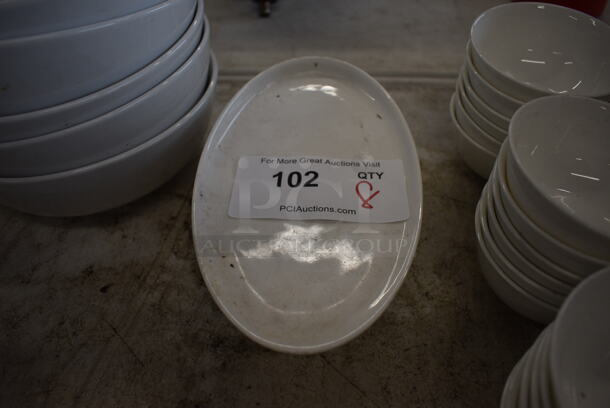 8 White Ceramic Oval Plates. 9x5x0.5. 8 Times Your Bid!