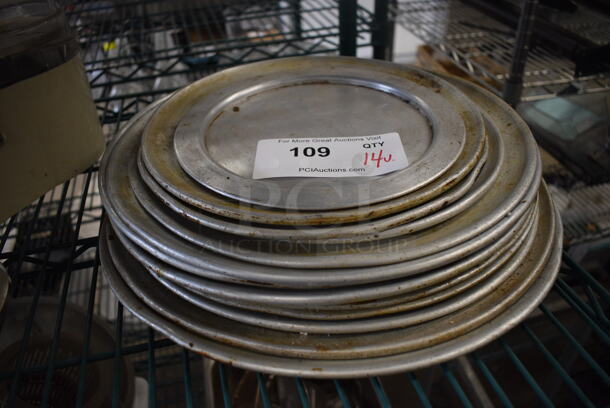 14 Various Metal Round Pizza Baking Pans. Includes 12x12. 14 Times Your Bid!
